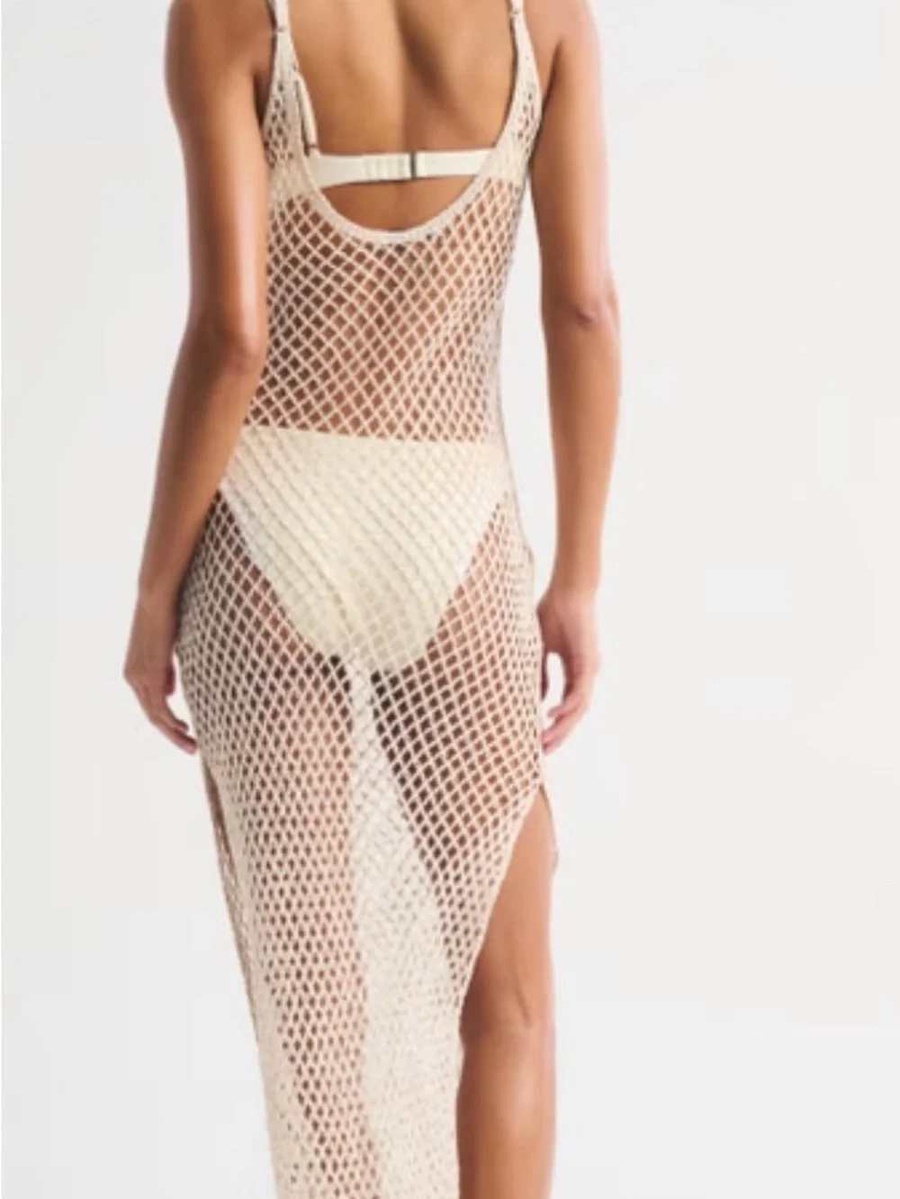 Abercrombie & Fitch Crochet-Style Scoopneck Maxi Dress Coverup - Cream XS - Picture 4 of 6